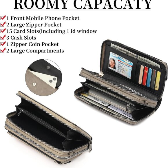 Khaki Small Leather Crossbody Wallet with Detachable Strap - Perfect for Daily - Picture 3 of 6